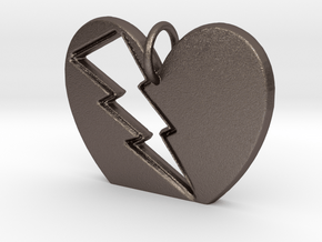 Lightening in your Heart pendant in Polished Bronzed Silver Steel