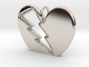 Lightening in your Heart pendant in Rhodium Plated Brass
