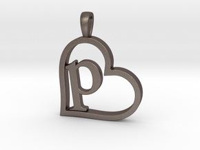 Alpha Heart 'P' Series 1 in Polished Bronzed Silver Steel