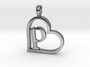 Alpha Heart 'P' Series 1 in Polished Silver