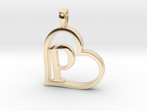 Alpha Heart 'P' Series 1 in 14k Gold Plated Brass
