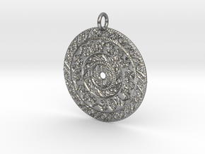 Mayan Mandala Pendant (precious and semi-precious  in Natural Silver