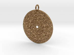 Mayan Mandala Pendant (precious and semi-precious  in Natural Brass