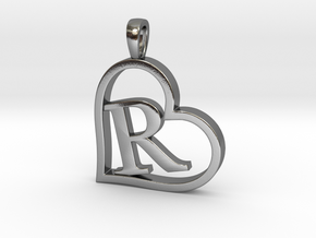 Alpha Heart 'R' Series 1 in Polished Silver