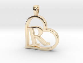 Alpha Heart 'R' Series 1 in 14k Gold Plated Brass