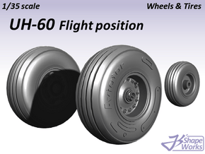 1/35 UH-60 Wheels & Tires Flight position in Smooth Fine Detail Plastic