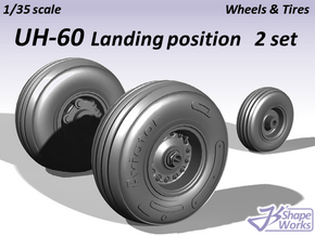 1/35 UH-60 Wheels & Tires Landing position 2 set in Smooth Fine Detail Plastic