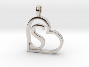 Alpha Heart 'S' Series 1 in Rhodium Plated Brass