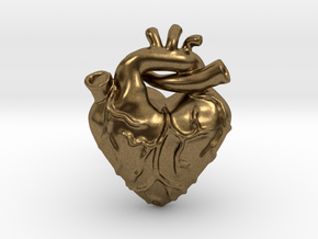 Anatomical Love Heart Cufflink SINGLE in Natural Bronze
