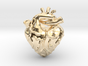Anatomical Love Heart Cufflink SINGLE in 14k Gold Plated Brass