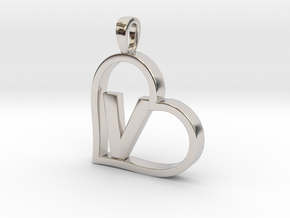 Alpha Heart 'V' Series 1 in Rhodium Plated Brass