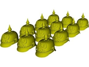 1/64 scale German pickelhaube helmets x 12 in Tan Fine Detail Plastic