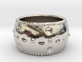 Beaded Ring in Rhodium Plated Brass