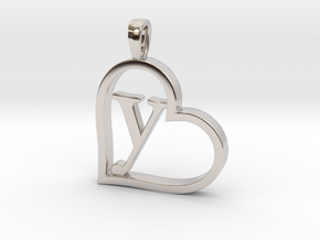 Alpha Heart 'Y' Series 1 in Rhodium Plated Brass
