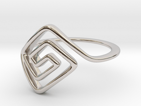 Square Spiral Ring in Rhodium Plated Brass: 7 / 54