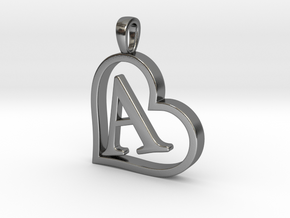Alpha Heart 'A' Series 1 in Polished Silver