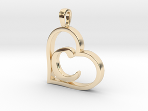 Alpha Heart 'C' Series 1 in 14k Gold Plated Brass