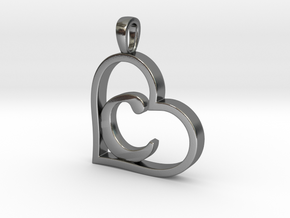 Alpha Heart 'C' Series 1 in Polished Silver
