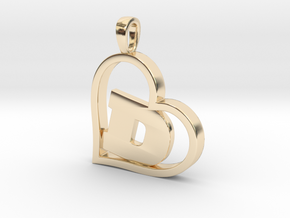 Alpha Heart 'D' Series 1 in 14k Gold Plated Brass