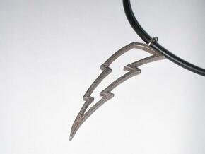 Lightning Bolt Pendant in Polished Bronzed Silver Steel