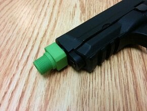 Pistol Muzzle Adapter (Orange Tip to 14mm-) in Green Processed Versatile Plastic