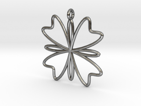 Four Petal Pendant in Polished Silver