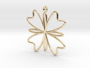 Four Petal Pendant in 14k Gold Plated Brass