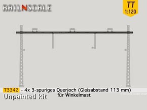 4x Querjoch 3-spurig (TT 1:120) in Tan Fine Detail Plastic