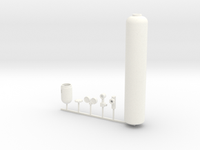1/10 scale OXYGEN BOTTLE KIT in White Processed Versatile Plastic