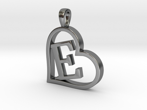 Alpha Heart 'E' Series 1 in Polished Silver