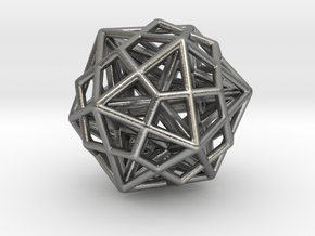Icosa/Dodeca Combo w/nested Stellated Dodecahedron in Natural Silver