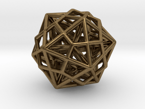 Icosa/Dodeca Combo w/nested Stellated Dodecahedron in Natural Bronze