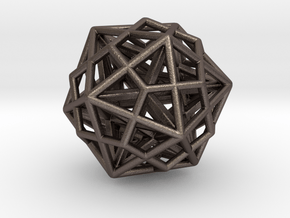 Icosa/Dodeca Combo w/nested Stellated Dodecahedron in Polished Bronzed Silver Steel