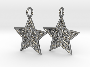 Christmas Star Earrings in Polished Silver