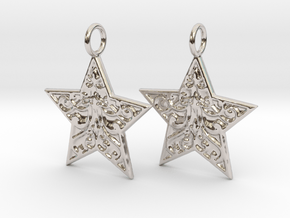 Christmas Star Earrings in Rhodium Plated Brass
