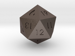 D20 Blue Mana Symbol (MTG) in Polished Bronzed Silver Steel: Extra Small
