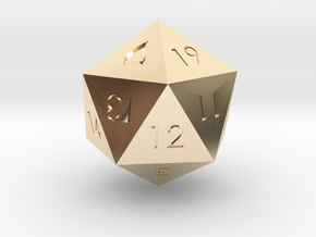 D20 Blue Mana Symbol (MTG) in 14k Gold Plated Brass: Extra Small