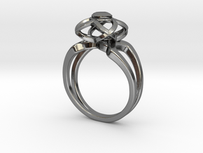 3-2 Enneper Curve Twin Ring (003) in Fine Detail Polished Silver