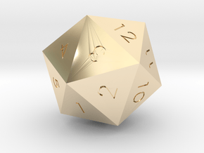 D20 White Mana Symbol (MTG)  in 14k Gold Plated Brass: Extra Small