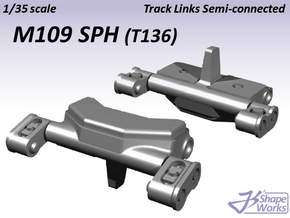 1/35 M109 SPH Track Links semi-connected in Smooth Fine Detail Plastic