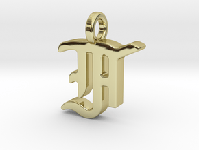 F - Pendant - 2mm thk. in 18k Gold Plated Brass