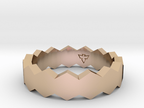 Hex Ringsaround Hexagon Geometric Ring Sizes 6-10 in 14k Rose Gold Plated Brass: 6 / 51.5