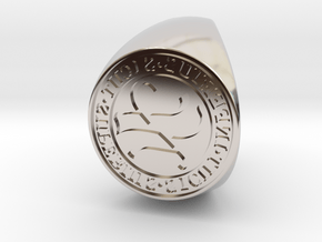 Custom Signet Ring 61 in Rhodium Plated Brass