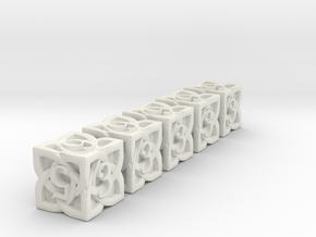 Celtic D6 x5 Dice Set - Solid Centre for Plastic in White Natural Versatile Plastic
