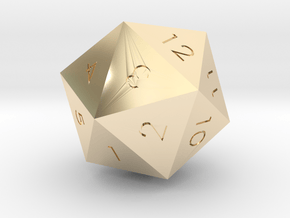 D20 Black Mana Symbol (MTG) in 14k Gold Plated Brass: Extra Small