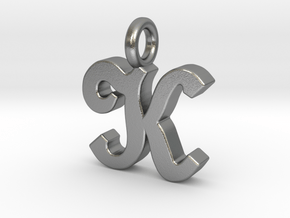 K - Pendant - 2mm thk. in Natural Silver