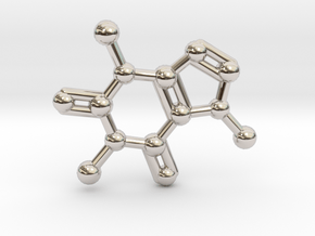 Caffeine Molecule Necklace / Keychain in Platinum