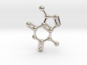 Theobromine (Chocolate) Molecule Necklace / Keycha in Platinum