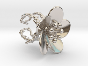 Flower ring (US sizes 1.5 – 5.5) in Rhodium Plated Brass: 1.5 / 40.5