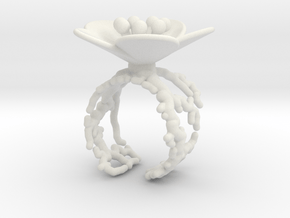 Flower ring (US sizes 5.75 – 9.75) in White Natural Versatile Plastic: 5.75 / 50.875